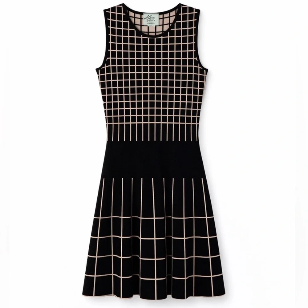 Kate Spade Madison Ave Collection Windowpane Knit Fit & Flare Dress Size S